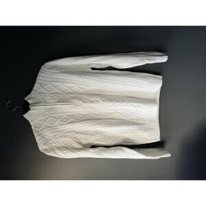 Jeanne Pierre White Cable Knit Half-Zip Sweater